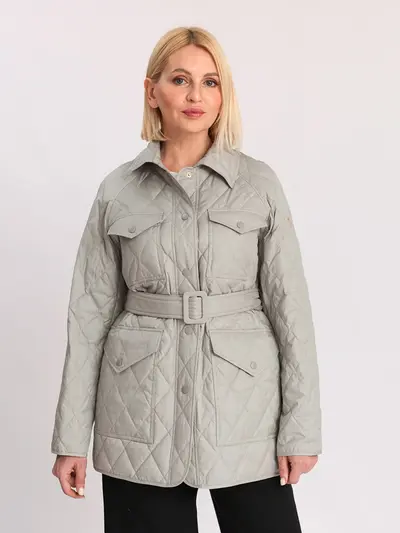 Куртка стеганая короткая с поясом